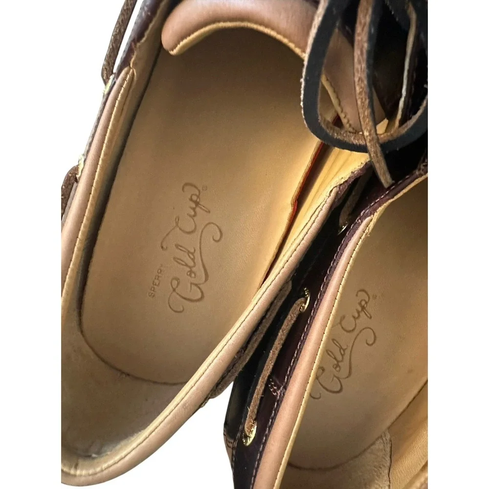 Sperry Mens Gold Cup Amaretto Leather Boat Shoes 0579052‎ Sz 11.5 Wide